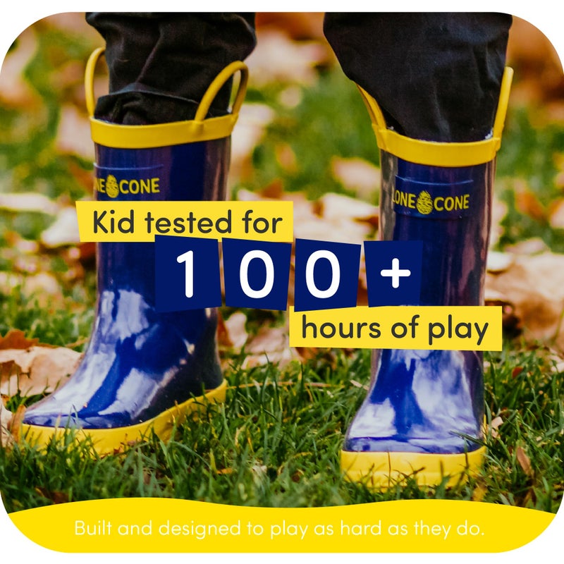 LONECONE Rain Boots with Easy-On Handles in Solid Colors for Boys and Girls, Play-Proof Flexible Rubber, Durable Non-Slip Treads, Kid-Friendly for Hours of Joy - Navy Blue, 6 Toddler - Image 5